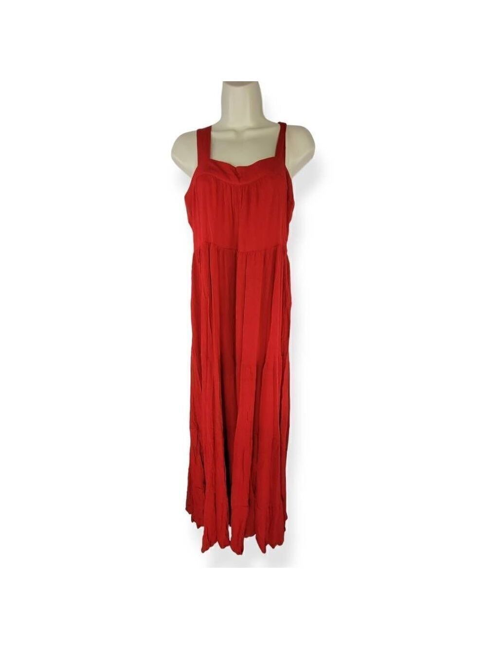 Knox Rose Red Tiered Maxi Dress Medium